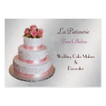 silver pink Wedding Cake makers business Cards