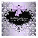 Silver Purple Black Princess Baby Girl Shower Personalised Invite
