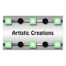 Silver Retro Gems Green Business Cards