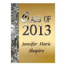 Silver Sequins On Gold 2013 Graduation Invitations