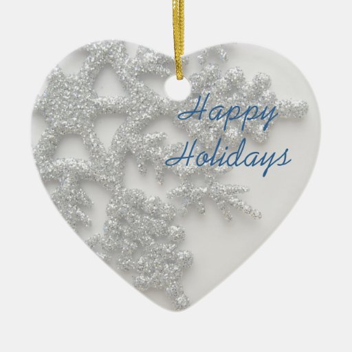 Silver Snowflake Heart Christmas Ornament