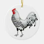 Silver Spangled Hamburg Rooster Ornament