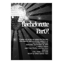 Silver Sparkle Disco Ball Bachelorette Party Custom Invites