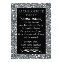 Silver Sparkle Look Bachelorette Party Invitation