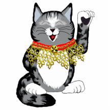 silver tabby maneki neko photo sculptures
