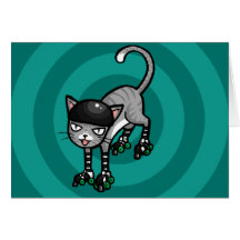 Silver Tabby on RollerSkates Greeting Cards