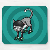 Silver Tabby on RollerSkates Mousepad