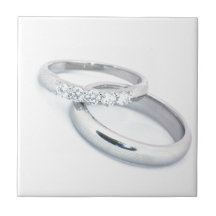 Silver Wedding Bands Save the Date Tile