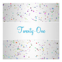Silver White Colour Confetti 21st Birthday Personalized Announcements