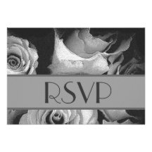 Silver White Roses RSVP Wedding Response Card Personalised Invitations