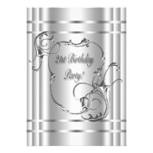 Silver Womans 21st Birthday Party Invitations