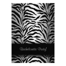 Silver Zebra Bachelorette Party Invitations