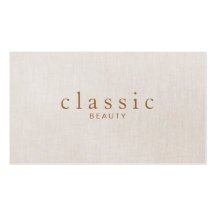 Simple and Sophisticated Beauty Beige Linen Look Business Card Templates