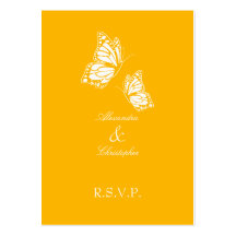 Simple Aurora Yellow Butterfly RSVP Note Mini Business Card