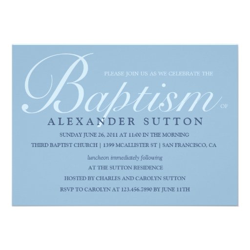 Simple Blue Baptism/Christening Invite