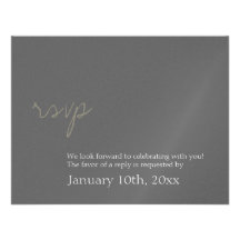 Simple chic charcoal grey wedding rsvp response custom invite