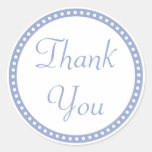 Simple Dot Border Blue Thank You Stickers