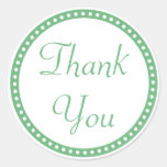 Simple Dots Border Green Thank You Stickers