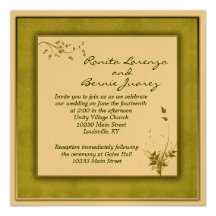 Simple Green Wedding Floral Personalized Announcements
