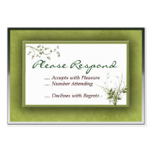 Simple Green Wedding Floral RSVP Business Card Template