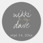 Simple grey handwritten wedding favour label seal sticker