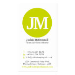 Simple lime, grey & white circle business card