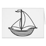 Simple Line Sailboat BW Card