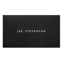 Simple Minimalistic Solid Black  Linen Look Business Card