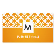 Simple Overlapping Circles Pattern Monogram Orange Business Cards