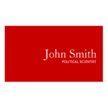 Simple Plain Red Political Scientist Business Card