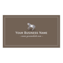 Simple Plain Silver Horse Business Card (Brown)