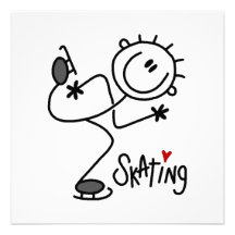 Simple Stick Figure Ice Skating T-shirts and Gifts Personalized Invitation