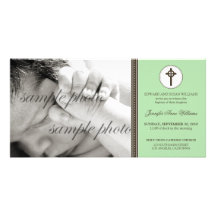 Simple & Sweet Mint Green Baptism Announcement Photo Greeting Card