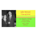 simple yellow green pink graduation photo cards