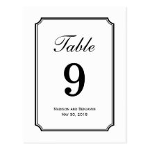 Simply Chic Wedding Table Number Card Postcard