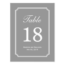 Simply Chic Wedding Table Number Card Postcard