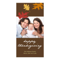 Simply fall leaves happy thanksgiving family photo photo cards