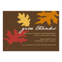 Simply give thanks fall leaves Thanksgiving dinner invitations