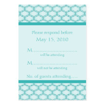 Simply Glamourous RSVP Card, Turquoise Business Card Template