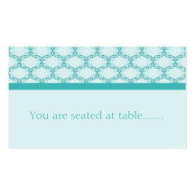 Simply Glamourous Wedding Placecard, Turquoise Business Card Template