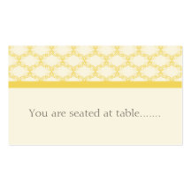 Simply Glamourous Wedding Placecard, Yellow Business Card