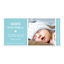 SIMPLY PURE | BABY BOY BIRTH ANNOUNCEMENT CUSTOM PHOTO CARD