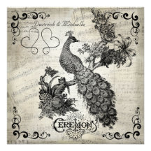 Sing a Song Peacock Wedding Invitation