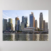 Singapore Cityscape along River Esplanade Poster