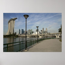 Singapore Cityscape along River Esplanade Poster