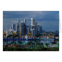 Singapore skyline with Tanjong Container Port, Sin Greeting Card