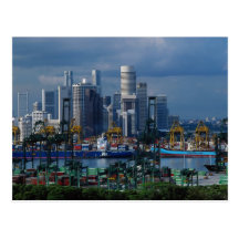 Singapore skyline with Tanjong Container Port, Sin Postcards