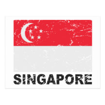 Singapore Vintage Flag Postcards