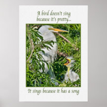Singing Baby Egret Print