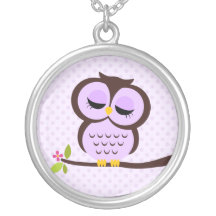 Single Purple Owl Necklaces